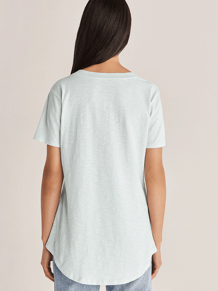 Z Supply ZT191722-SKI Womens Cotton Slub Pocket Tee Skylight back view. If you need any assistance with this item or the purchase of this item please call us at five six one seven four eight eight eight zero one Monday through Saturday 10:00a.m EST to 8:00 p.m EST