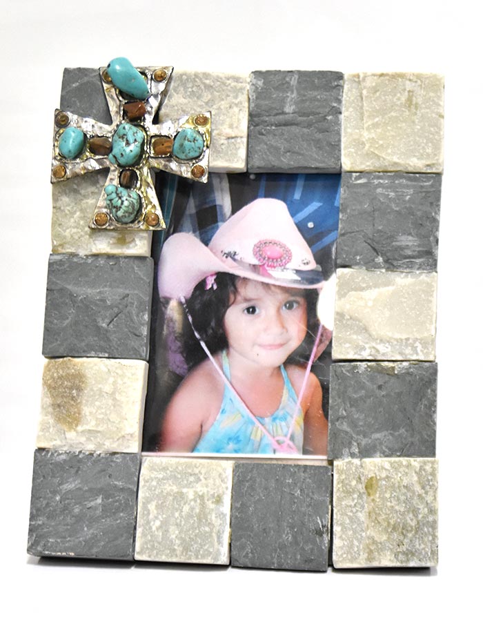 Western Moments 94107 Marble Accent 4X6 Photo Frame front view. If you need any assistance with this item or the purchase of this item please call us at five six one seven four eight eight eight zero one Monday through Saturday 10:00a.m EST to 8:00 p.m EST