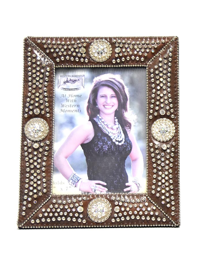 Western Moments 9418688 5x7 Crystals Premium Photo Frame  front view. If you need any assistance with this item or the purchase of this item please call us at five six one seven four eight eight eight zero one Monday through Saturday 10:00a.m EST to 8:00 p.m EST