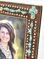 Western Moments 9418702 Rhinestones 8x10 Premium Photo Frame Brown close up. If you need any assistance with this item or the purchase of this item please call us at five six one seven four eight eight eight zero one Monday through Saturday 10:00a.m EST to 8:00 p.m EST