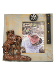 Western Moments 94364 5x7 Wooden Rodeo Photo Frame front view. If you need any assistance with this item or the purchase of this item please call us at five six one seven four eight eight eight zero one Monday through Saturday 10:00a.m EST to 8:00 p.m EST