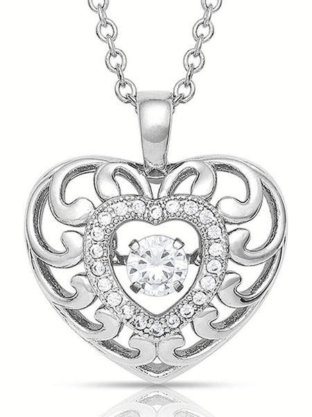 Montana Silversmiths NC4760 Womens Waves Of Love Heart Necklace Silver front view. If you need any assistance with this item or the purchase of this item please call us at five six one seven four eight eight eight zero one Monday through Saturday 10:00a.m EST to 8:00 p.m EST