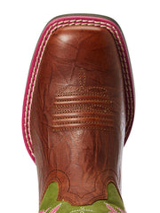Ariat 10034066 Kids Cattle Cate Western Boot Copper Penny toe view. If you need any assistance with this item or the purchase of this item please call us at five six one seven four eight eight eight zero one Monday through Saturday 10:00a.m EST to 8:00 p.m EST