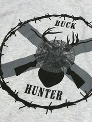 JC Western 9PC61SS-HGY Mens Buck Hunter Short Sleeve Tee Heather Grey close up graphic