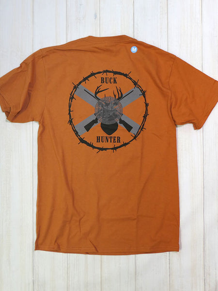 JC Western 9PC61SS-TXO Mens Buck Hunter Short Sleeve Tee Texas Orange back view. If you need any assistance with this item or the purchase of this item please call us at five six one seven four eight eight eight zero one Monday through Saturday 10:00a.m EST to 8:00 p.m EST