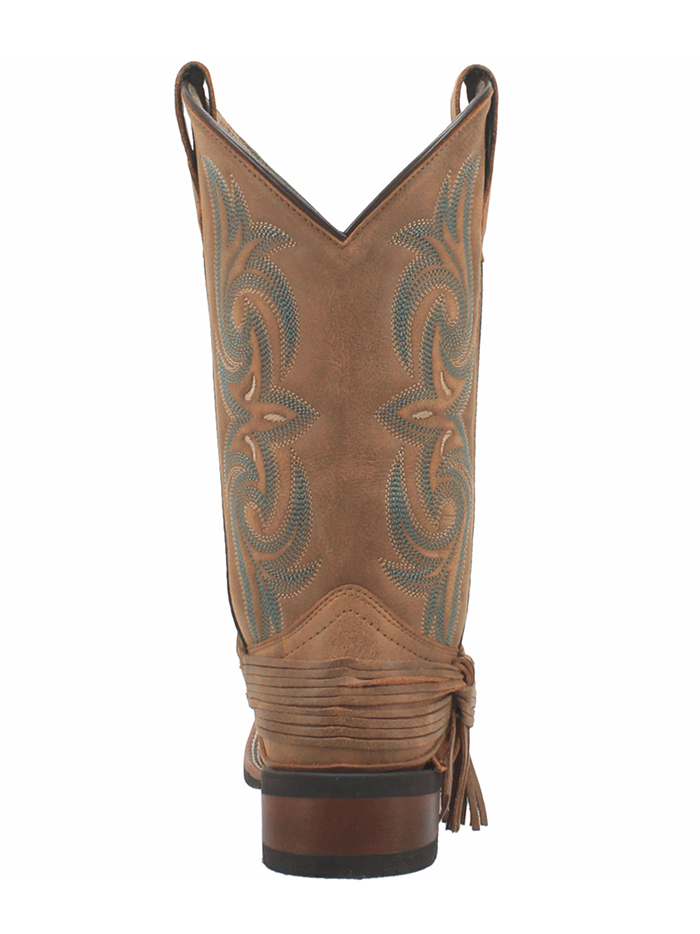 Laredo 5848 Womens Sadie Square Toe With Straps Leather Boots Tan front and side view. If you need any assistance with this item or the purchase of this item please call us at five six one seven four eight eight eight zero one Monday through Saturday 10:00a.m EST to 8:00 p.m EST