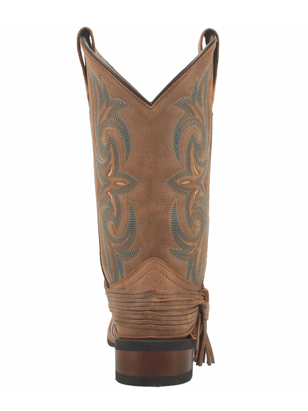 Laredo 5848 Womens Sadie Square Toe With Straps Leather Boots Tan back view. If you need any assistance with this item or the purchase of this item please call us at five six one seven four eight eight eight zero one Monday through Saturday 10:00a.m EST to 8:00 p.m EST
