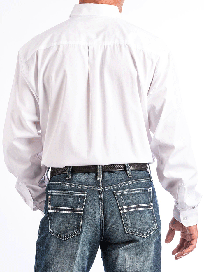 Cinch MT10320020 Mens Long Sleeve Single Pocket Solid Shirt White front view. If you need any assistance with this item or the purchase of this item please call us at five six one seven four eight eight eight zero one Monday through Saturday 10:00a.m EST to 8:00 p.m EST