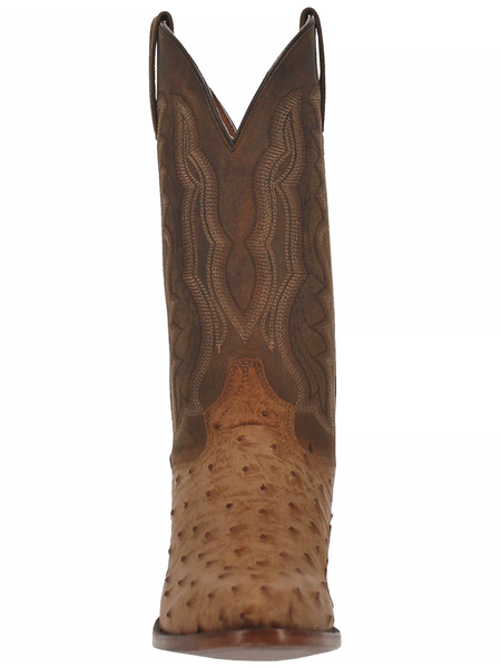 Dan Post DP3077 Mens Handcrafted Gehrig Ostrich Western Boots Saddle front view. If you need any assistance with this item or the purchase of this item please call us at five six one seven four eight eight eight zero one Monday through Saturday 10:00a.m EST to 8:00 p.m EST