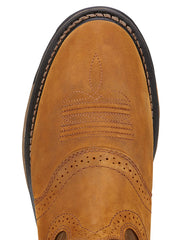 Ariat 10001188 Mens WorkHog Pull-on Work Boot Aged Bark toe view.If you need any assistance with this item or the purchase of this item please call us at five six one seven four eight eight eight zero one Monday through Saturday 10:00a.m EST to 8:00 p.m EST