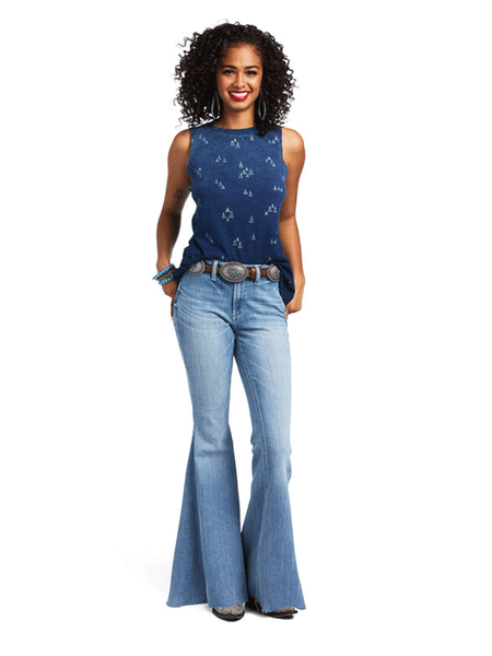 Ariat 10039825 Womens District Tank Indigo front view full model. If you need any assistance with this item or the purchase of this item please call us at five six one seven four eight eight eight zero one Monday through Saturday 10:00a.m EST to 8:00 p.m EST