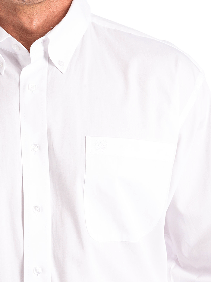 Cinch MT10320020 Mens Long Sleeve Single Pocket Solid Shirt White front view. If you need any assistance with this item or the purchase of this item please call us at five six one seven four eight eight eight zero one Monday through Saturday 10:00a.m EST to 8:00 p.m EST
