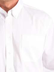 Cinch MT10320020 Mens Long Sleeve Single Pocket Solid Shirt White pocket detail. If you need any assistance with this item or the purchase of this item please call us at five six one seven four eight eight eight zero one Monday through Saturday 10:00a.m EST to 8:00 p.m EST