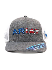 Ariat A300009406 Mens Flag Embroidery Trucker Mesh Back Cap 2-Tone Front. If you need any assistance with this item or the purchase of this item please call us at five six one seven four eight eight eight zero one Monday through Saturday 10:00a.m EST to 8:00 p.m EST