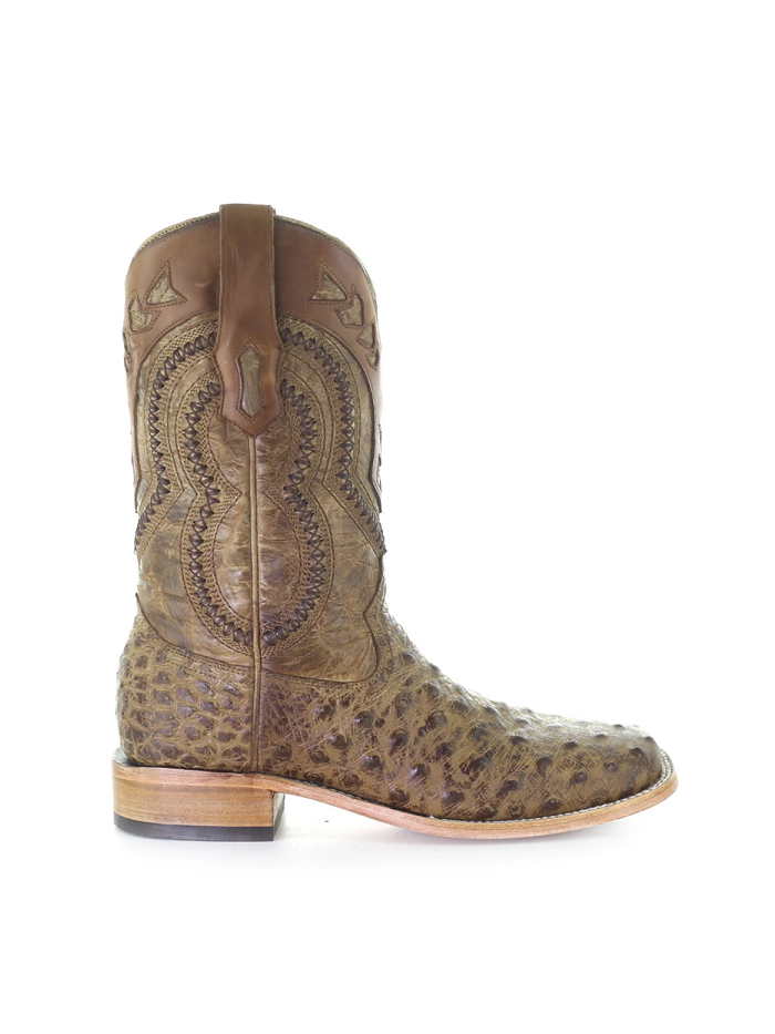 Corral A4008 Mens Ostrich Overlay & Woven Square Toe Western Boot Orix front and side view. If you need any assistance with this item or the purchase of this item please call us at five six one seven four eight eight eight zero one Monday through Saturday 10:00a.m EST to 8:00 p.m EST