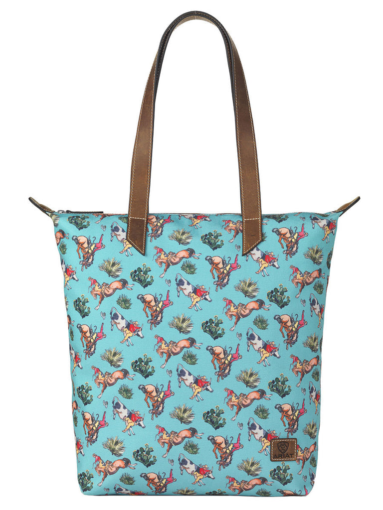 Ariat A770004633 Womens Bucking Broncos Print Cruiser Tote Turquoise. If you need any assistance with this item or the purchase of this item please call us at five six one seven four eight eight eight zero one Monday through Saturday 10:00a.m EST to 8:00 p.m EST