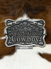 AndWest AW-618-02 Scalloped Rectangle Pure American Cowboy Buckle front view. If you need any assistance with this item or the purchase of this item please call us at five six one seven four eight eight eight zero one Monday through Saturday 10:00a.m EST to 8:00 p.m EST