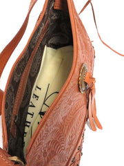 American West 1615258 Ladies Dove Canyon Crossbody Bag Tan inside view. If you need any assistance with this item or the purchase of this item please call us at five six one seven four eight eight eight zero one Monday through Saturday 10:00a.m EST to 8:00 p.m EST