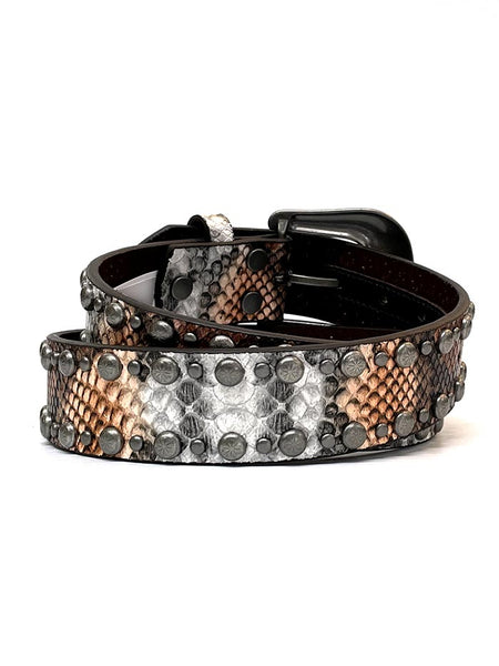 Angel Ranch D140000902 Womens Python Studs Edge Western Belt Multi back view. If you need any assistance with this item or the purchase of this item please call us at five six one seven four eight eight eight zero one Monday through Saturday 10:00a.m EST to 8:00 p.m EST
