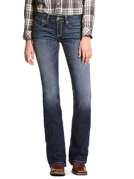Ariat 10028920 Womens REAL Mid Rise Stretch Margot Stackable Straight Leg Jean Front View. If you need any assistance with this item or the purchase of this item please call us at five six one seven four eight eight eight zero one Monday through Saturday 10:00a.m EST to 8:00 p.m EST