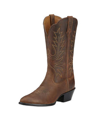 Ariat 10001021 Womens Heritage Western R Toe Boot  Distressed Brown front side view  If you need any assistance with this item or the purchase of this item please call us at five six one seven four eight eight eight zero one Monday through Satuday 10:00 a.m. EST to 8:00 p.m. EST