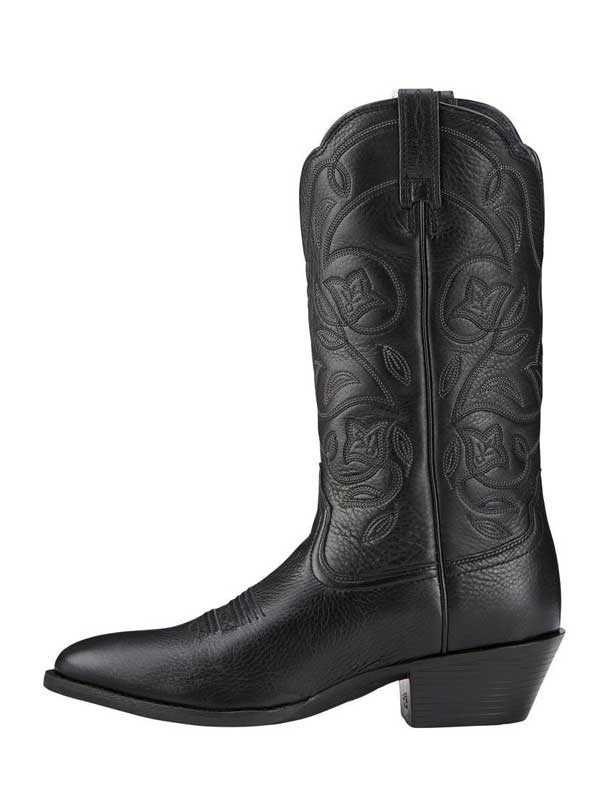 Ariat 10001037 Womens Heritage Western R Toe Boot Black Deertan front side view  If you need any assistance with this item or the purchase of this item please call us at five six one seven four eight eight eight zero one Monday through Satuday 10:00 a.m. EST to 8:00 p.m. EST