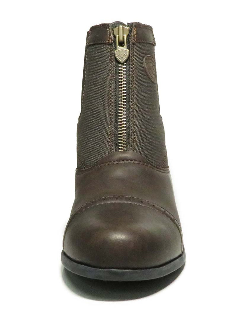 Ariat 10006382 Kids Devon III Paddock Short Boot Chocolate front and side view. If you need any assistance with this item or the purchase of this item please call us at five six one seven four eight eight eight zero one Monday through Saturday 10:00a.m EST to 8:00 p.m EST