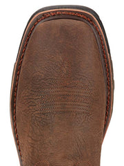 Ariat 10017436 Mens WorkHog Wide Square Waterproof Boot Bruin Brown toe view from above. If you need any assistance with this item or the purchase of this item please call us at five six one seven four eight eight eight zero one Monday through Saturday 10:00a.m EST to 8:00 p.m EST