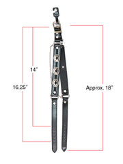 Fashionwest BBR-04 Leather Boot Strap With Conchos dimensions black