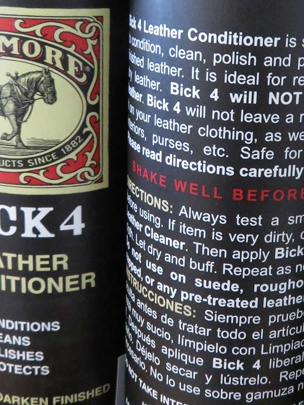 Bickmore BICK4000001 BICK 4 Leather Conditioner front of bottle. If you need any assistance with this item or the purchase of this item please call us at five six one seven four eight eight eight zero one Monday through Saturday 10:00a.m EST to 8:00 p.m EST