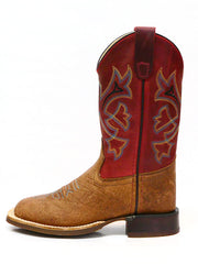 Old West BSC1912 BSY1912 Kids Square Toe Western Boot Rust Red side view. If you need any assistance with this item or the purchase of this item please call us at five six one seven four eight eight eight zero one Monday through Saturday 10:00a.m EST to 8:00 p.m EST