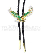 Western Express BT-33 Soaring Eagle Bolo Tie With Turquoise Enamel front view