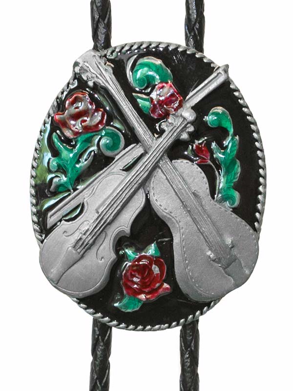 Country Music & Rose Bolo Tie Made in USA BT-620