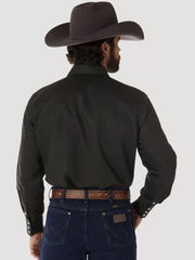 Wrangler MS70519 Mens Cowboy Cut Long Sleeve Twill Shirt Forest Green BACK