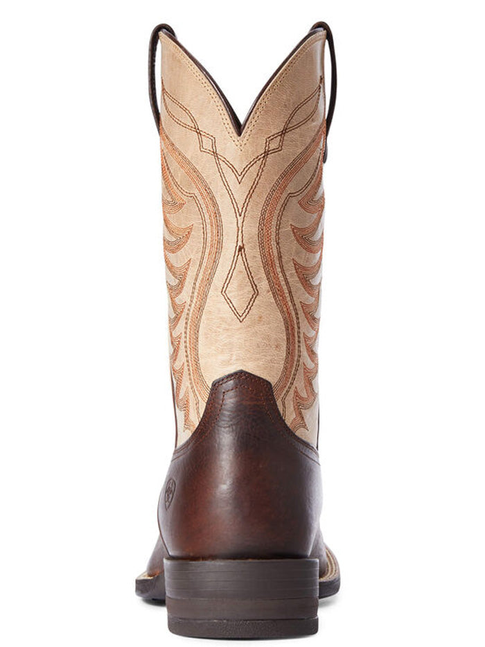 Ariat 10034045 Mens Amos Wide Square Toe Western Boot Barley Brown front and side view. If you need any assistance with this item or the purchase of this item please call us at five six one seven four eight eight eight zero one Monday through Saturday 10:00a.m EST to 8:00 p.m EST