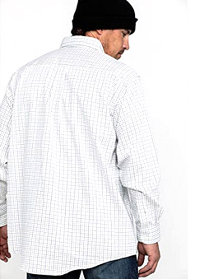 Wrangler FR163BT Mens 20X FR Check Plaid LS Work Shirt White front view. If you need any assistance with this item or the purchase of this item please call us at five six one seven four eight eight eight zero one Monday through Saturday 10:00a.m EST to 8:00 p.m EST 