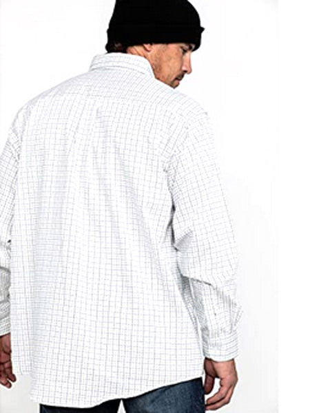 Wrangler FR163BT Mens 20X FR Check Plaid LS Work Shirt White back view. If you need any assistance with this item or the purchase of this item please call us at five six one seven four eight eight eight zero one Monday through Saturday 10:00a.m EST to 8:00 p.m EST