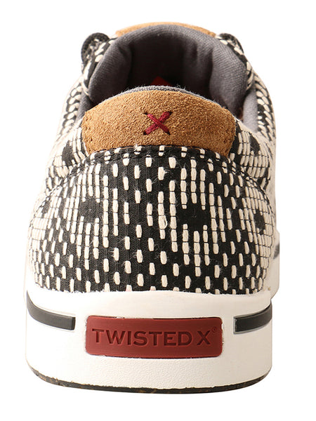 Twisted X MCA0046 Mens Casual Kicks Black and White back view. If you need any assistance with this item or the purchase of this item please call us at five six one seven four eight eight eight zero one Monday through Saturday 10:00a.m EST to 8:00 p.m EST