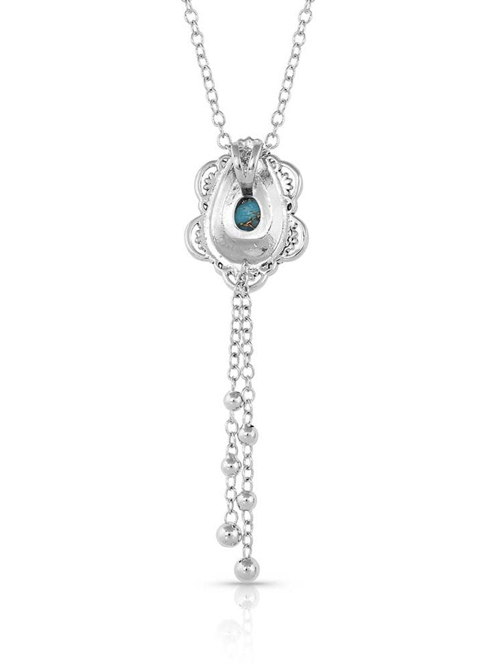 Montana Silversmiths NC4951 Womens Lady Guadalupe Dangle Stone Necklace Turquoise front view. If you need any assistance with this item or the purchase of this item please call us at five six one seven four eight eight eight zero one Monday through Saturday 10:00a.m EST to 8:00 p.m EST