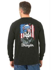 Wrangler FR194AX Mens FR Skull Flag Graphic Long Sleeve Work Shirt Black back view. If you need any assistance with this item or the purchase of this item please call us at five six one seven four eight eight eight zero one Monday through Saturday 10:00a.m EST to 8:00 p.m EST