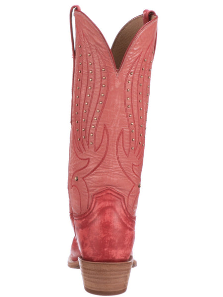 Lucchese N4893.54 Womens Western Goat Camilla Stud Boots Red Salmon back view. If you need any assistance with this item or the purchase of this item please call us at five six one seven four eight eight eight zero one Monday through Saturday 10:00a.m EST to 8:00 p.m EST