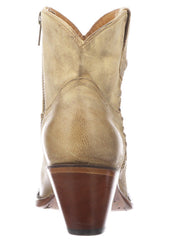Lucchese M6006 Womens Avery Cross Stitch Bootie Pearl Bone back view. If you need any assistance with this item or the purchase of this item please call us at five six one seven four eight eight eight zero one Monday through Saturday 10:00a.m EST to 8:00 p.m EST