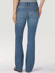 Wrangler 07MWZUG Womens Retro Sadie Bootcut Jeans Medium Wash back view. If you need any assistance with this item or the purchase of this item please call us at five six one seven four eight eight eight zero one Monday through Saturday 10:00a.m EST to 8:00 p.m EST