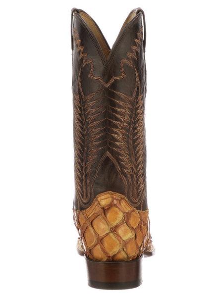 Lucchese CL1012.W8S Mens Western Brooks Goat Pirarucu Boot Cognac Chocolate back view. If you need any assistance with this item or the purchase of this item please call us at five six one seven four eight eight eight zero one Monday through Saturday 10:00a.m EST to 8:00 p.m EST