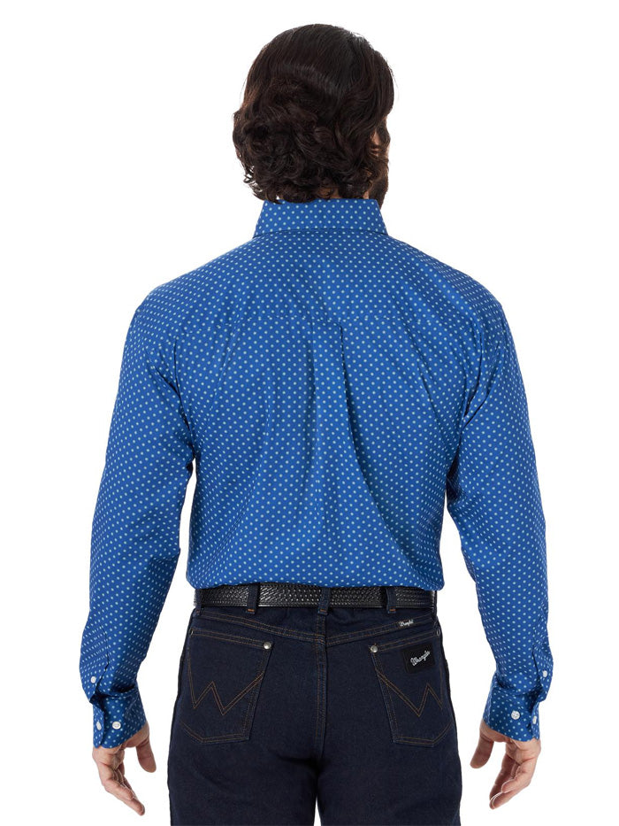 Wrangler MG2013B Mens Classics Long Sleeve Shirt Blue Aqua FRONT