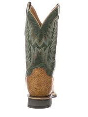Lucchese M4092.WF Mens Rudy Cowhide Performance Cowboy Boots Cognac Green back view. If you need any assistance with this item or the purchase of this item please call us at five six one seven four eight eight eight zero one Monday through Saturday 10:00a.m EST to 8:00 p.m EST