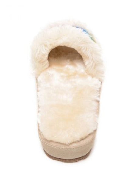Minnetonka 44728 Womens Plush Leena Slippers Bright Tie Dye back view. If you need any assistance with this item or the purchase of this item please call us at five six one seven four eight eight eight zero one Monday through Saturday 10:00a.m EST to 8:00 p.m EST