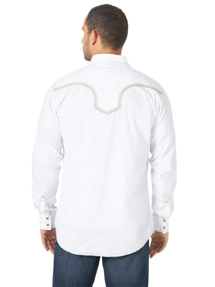 Wrangler MRC419W Mens Rock 47 Long Sleeve Western Shirt White FRONT