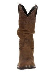 Durango RD542 Womens Slouch Western Boot Distressed Tan front view. If you need any assistance with this item or the purchase of this item please call us at five six one seven four eight eight eight zero one Monday through Saturday 10:00a.m EST to 8:00 p.m EST