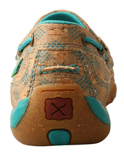 Twisted X WDMS022 Women Slip On Driving Moccasin Tan and Turquoise Back View. If you need any assistance with this item or the purchase of this item please call us at five six one seven four eight eight eight zero one Monday through Saturday 10:00a.m EST to 8:00 p.m EST